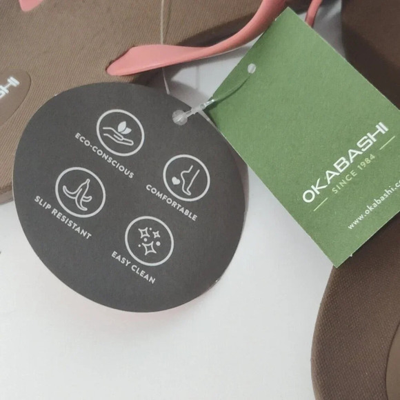 Okabashi Shoreline Toffee Brown Coral Thong Flip Flops Women Size 5 Beach Vacay - Picture 4 of 6